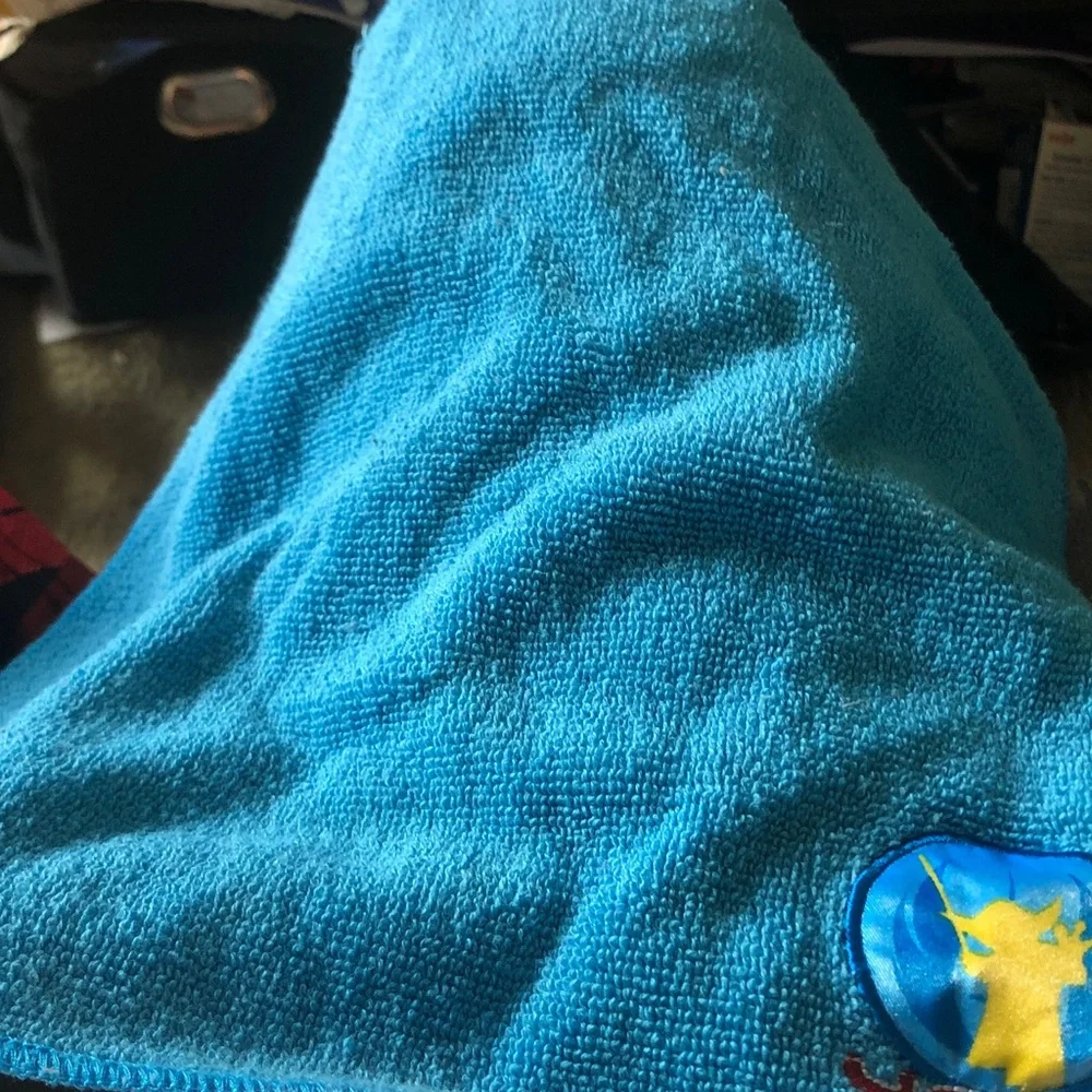 Bright Teal wash cloth with Embroidered Patch